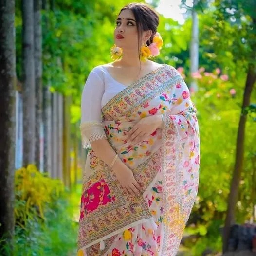 Half Screen Print Saree for Women