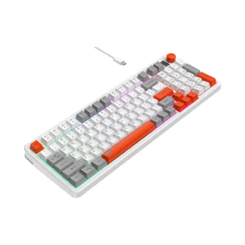 Havit KB895L RGB Gaming Keyboard – 99 Keys (White, Gray & Orange)